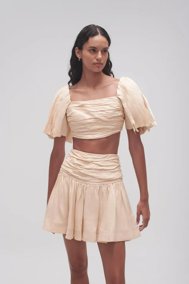Aje Tops Cari Ruched Crop Top Coconut Cream 8211 Women
