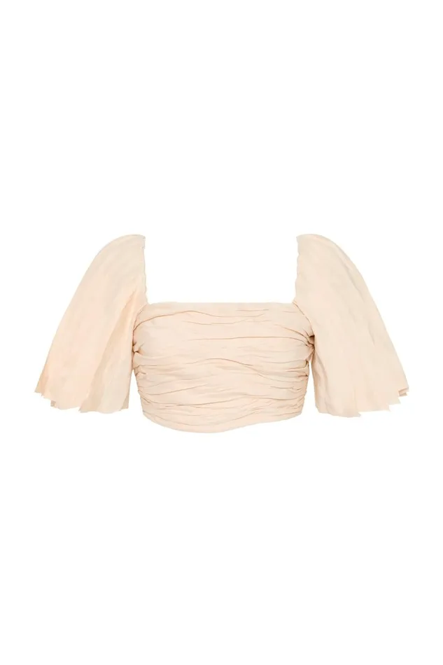 Aje Tops Cari Ruched Crop Top Coconut Cream 8211 Women