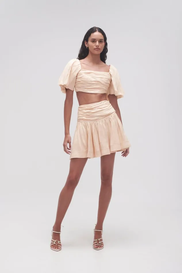 Aje Tops Cari Ruched Crop Top Coconut Cream 8211 Women