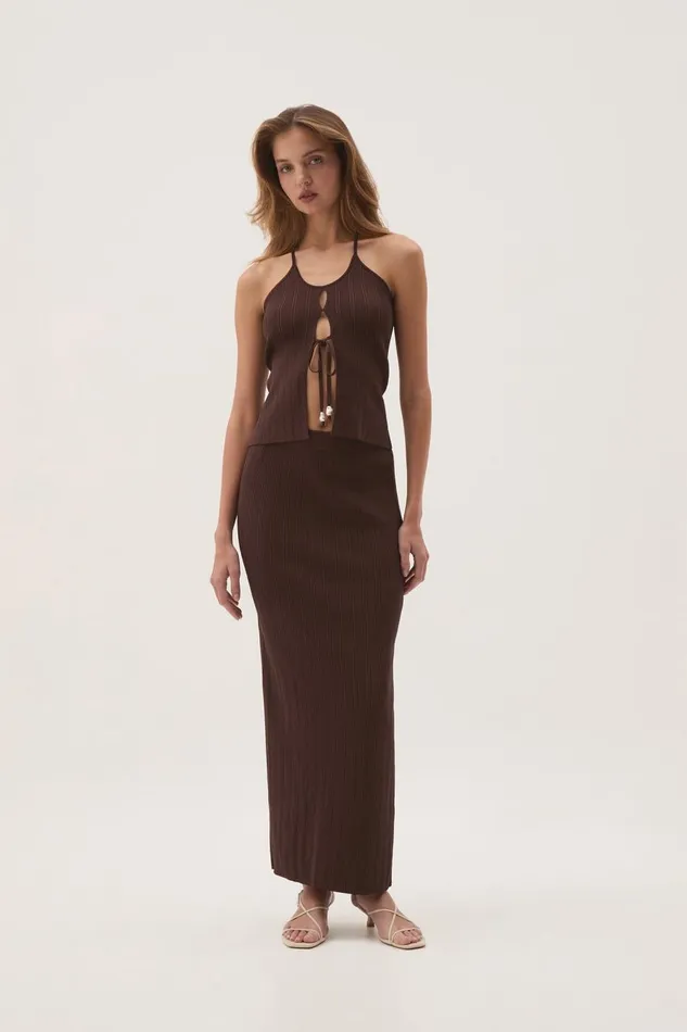 Aje Tops Coraline Halter Top Chocolate 8211 Women Aje Tops Coraline Halter Top Chocolate 8211 Women