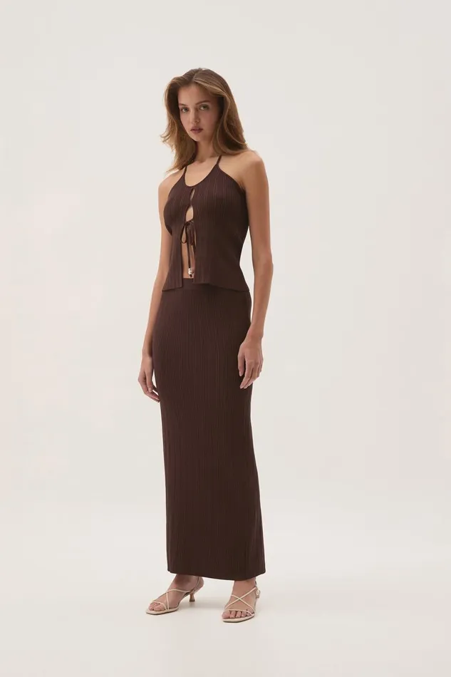 Aje Tops Coraline Halter Top Chocolate 8211 Women Aje Tops Coraline Halter Top Chocolate 8211 Women