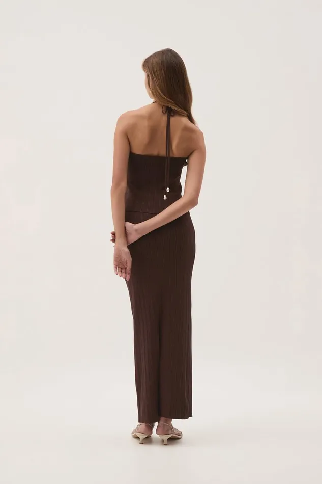 Aje Tops Coraline Halter Top Chocolate 8211 Women Aje Tops Coraline Halter Top Chocolate 8211 Women
