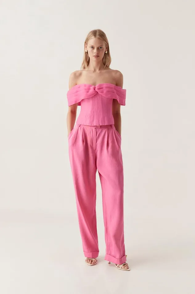 Aje Tops Cordelia Corseted Crop Top Brilliant Pink 8211 Women