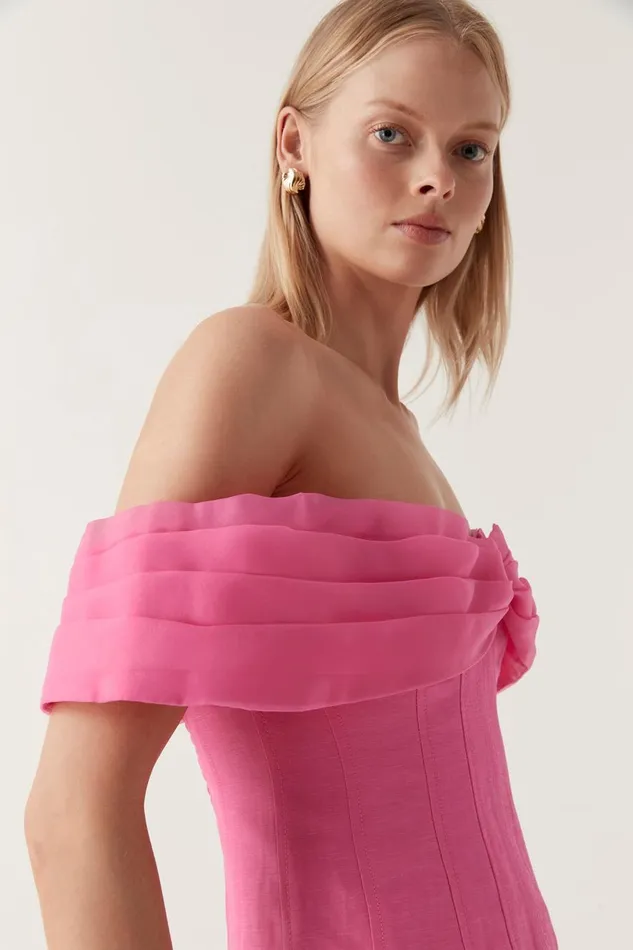 Aje Tops Cordelia Corseted Crop Top Brilliant Pink 8211 Women Aje Tops Cordelia Corseted Crop Top Brilliant Pink 8211 Women