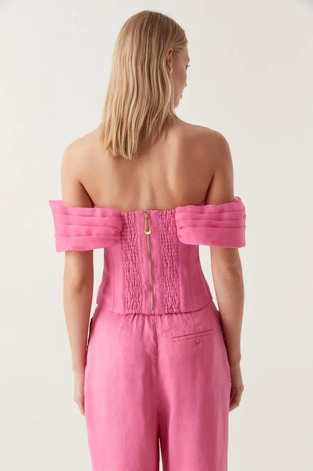 Aje Tops Cordelia Corseted Crop Top Brilliant Pink 8211 Women Aje Tops Cordelia Corseted Crop Top Brilliant Pink 8211 Women