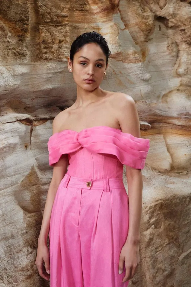 Aje Tops Cordelia Corseted Crop Top Brilliant Pink 8211 Women Aje Tops Cordelia Corseted Crop Top Brilliant Pink 8211 Women