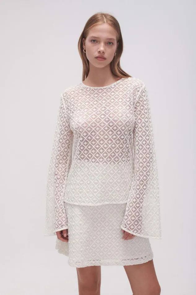 Aje Tops Freya Diamond Pearl Top Ivory 8211 Women