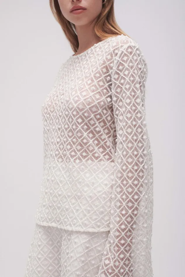 Aje Tops Freya Diamond Pearl Top Ivory 8211 Women Aje Tops Freya Diamond Pearl Top Ivory 8211 Women