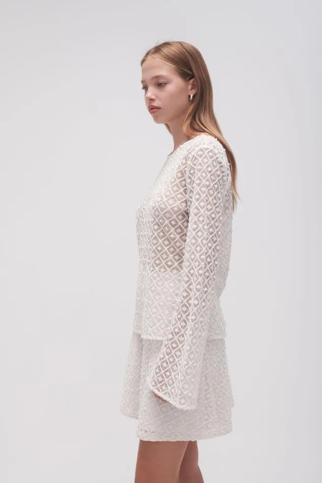 Aje Tops Freya Diamond Pearl Top Ivory 8211 Women Aje Tops Freya Diamond Pearl Top Ivory 8211 Women