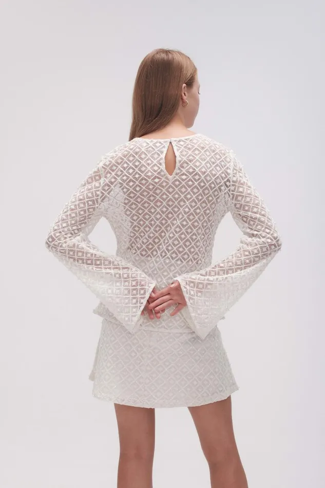 Aje Tops Freya Diamond Pearl Top Ivory 8211 Women Aje Tops Freya Diamond Pearl Top Ivory 8211 Women