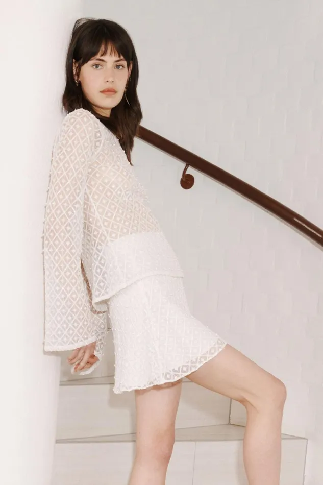 Aje Tops Freya Diamond Pearl Top Ivory 8211 Women Aje Tops Freya Diamond Pearl Top Ivory 8211 Women