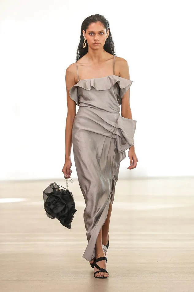 Aje Tops Immersion Bias Camisole Metallic Oyster Grey 8211 Women