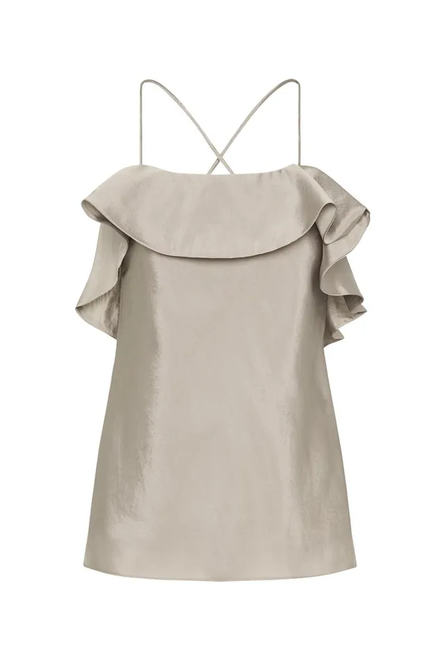 Aje Tops Immersion Bias Camisole Metallic Oyster Grey 8211 Women