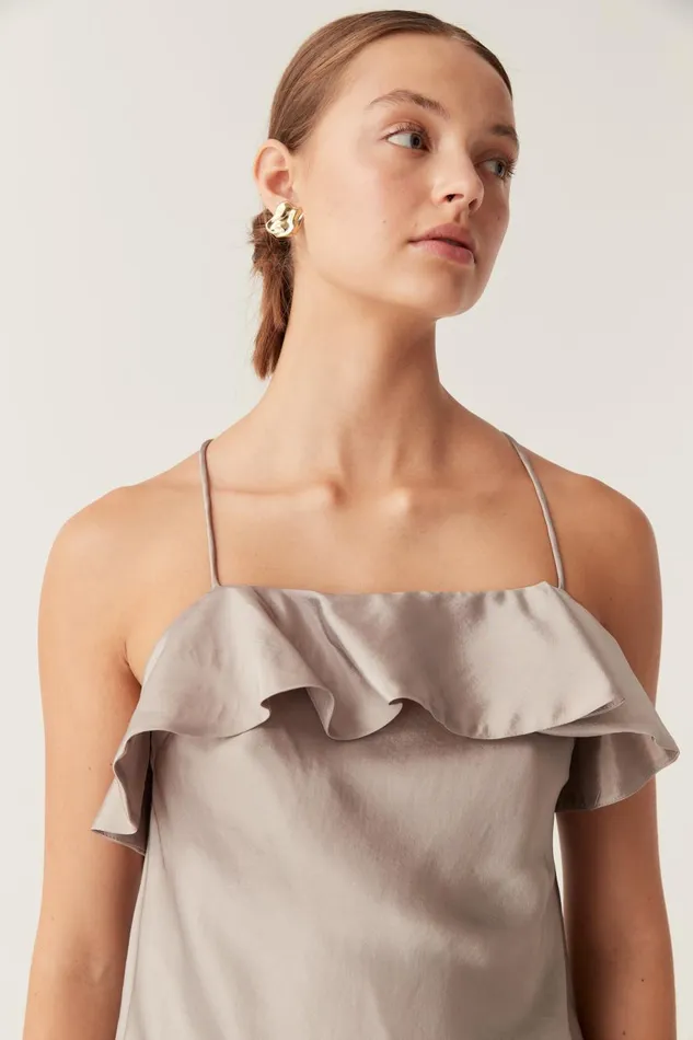 Aje Tops Immersion Bias Camisole Metallic Oyster Grey 8211 Women