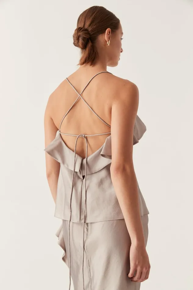 Aje Tops Immersion Bias Camisole Metallic Oyster Grey 8211 Women