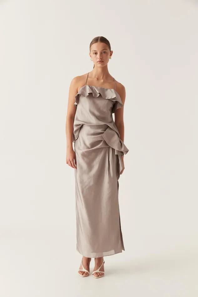 Aje Tops Immersion Bias Camisole Metallic Oyster Grey 8211 Women