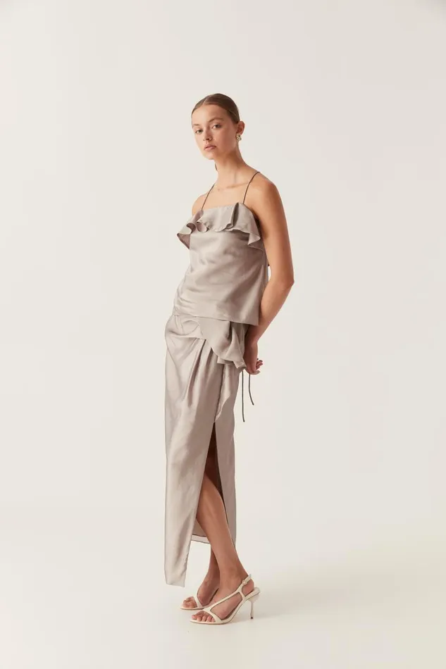 Aje Tops Immersion Bias Camisole Metallic Oyster Grey 8211 Women