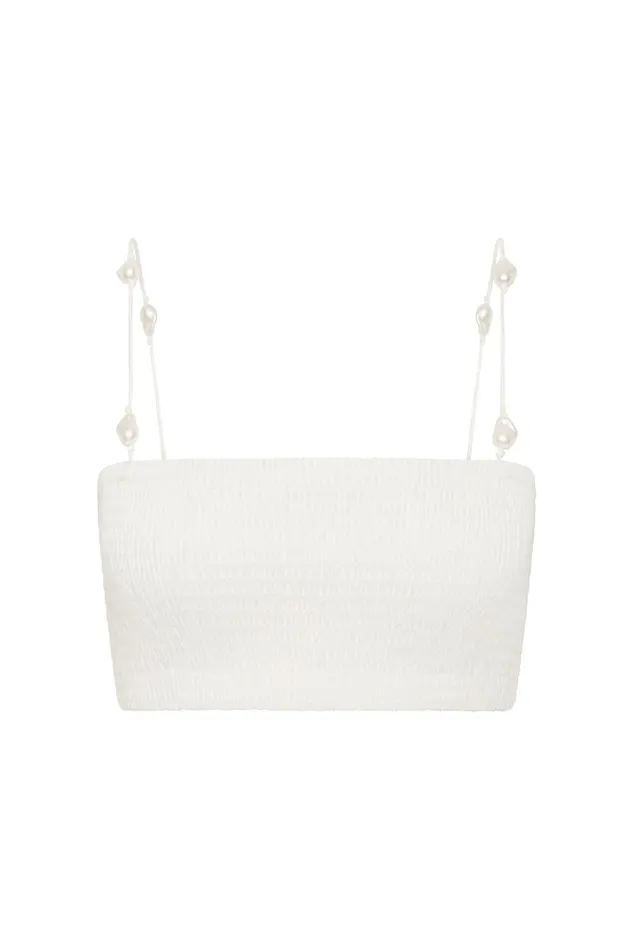 Aje Tops Marley Bandeau Crop White 8211 Women
