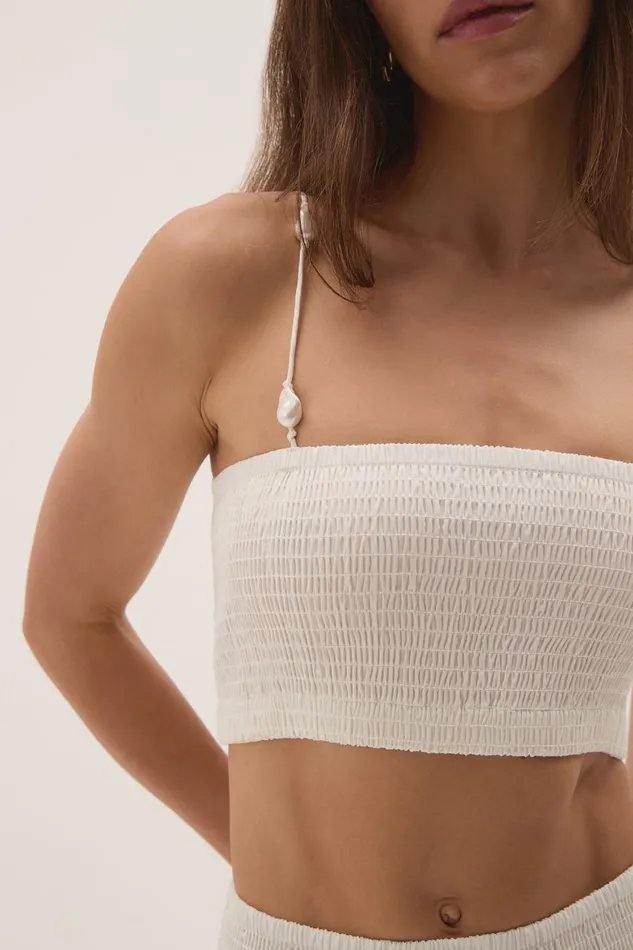Aje Tops Marley Bandeau Crop White 8211 Women