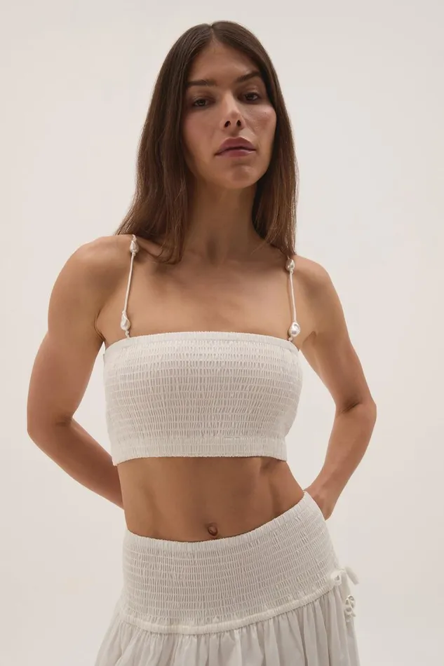 Aje Tops Marley Bandeau Crop White 8211 Women