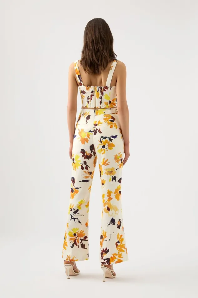 Aje Tops Meadow Panelled Bustier Top Pressed Sunflowers 8211 Women
