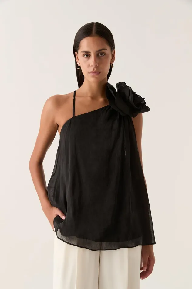 Aje Tops Quintessa Flower Top Black 8211 Women