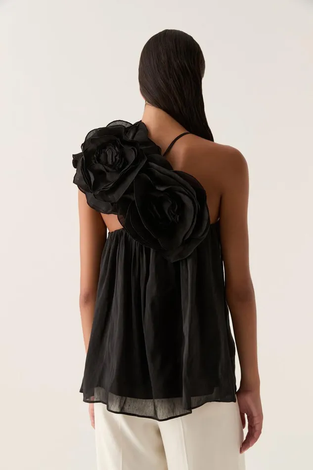 Aje Tops Quintessa Flower Top Black 8211 Women