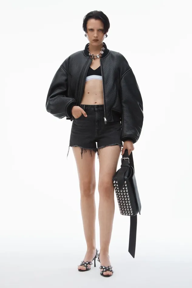 Alexander Wang Denim Women Bite Short In Grey Aged Denim