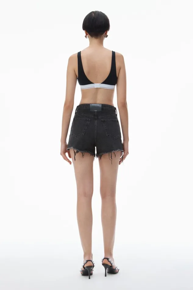 Alexander Wang Denim Women Bite Short In Grey Aged Denim