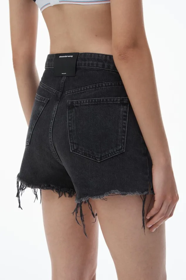 Alexander Wang Denim Women Bite Short In Grey Aged Denim