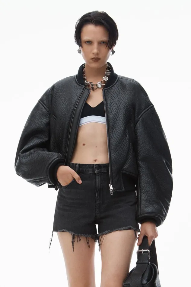 Alexander Wang Denim Women Bite Short In Grey Aged Denim