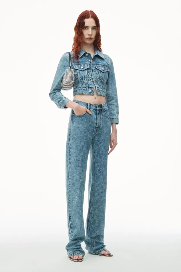 Alexander Wang Denim Women Ez 8211 Mid Rise Straight Leg Jeans In Clear Hotfix