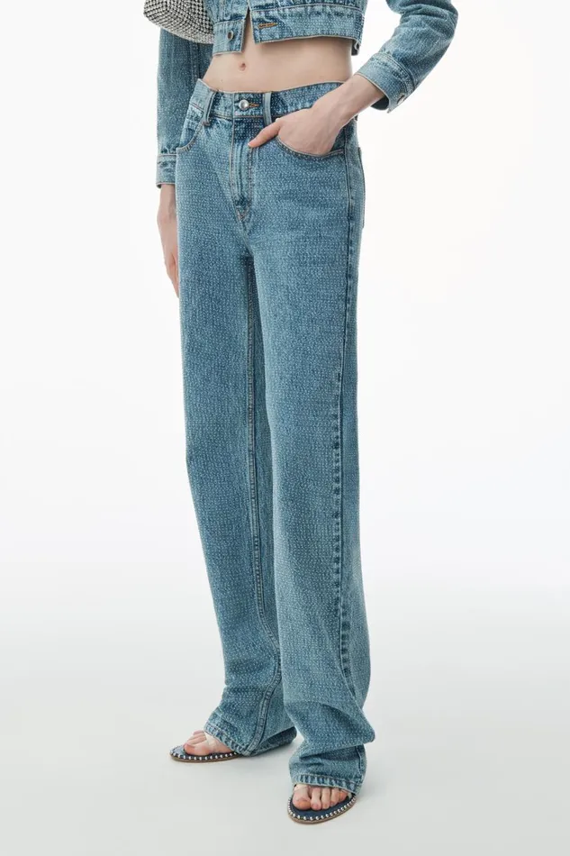 Alexander Wang Denim Women Ez 8211 Mid Rise Straight Leg Jeans In Clear Hotfix