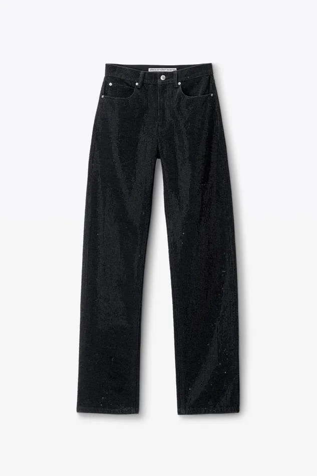 Alexander Wang Denim Women Ez Crystal Rhinestone Hotfix StraightLeg Jeans In Cotton