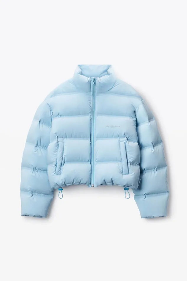 Alexander Wang Outerwear Women Cropped Puffer Coat With Reflective Logo