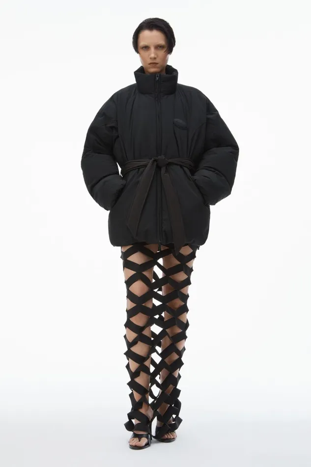 Alexander Wang Outerwear Women Puffer Coat With Dome Logo Patch