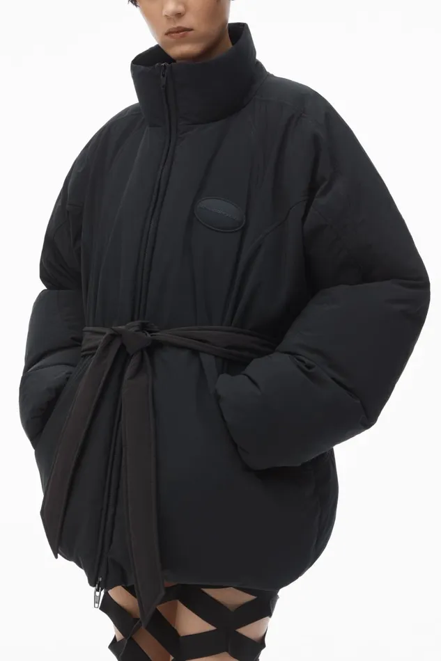 Alexander Wang Outerwear Women Puffer Coat With Dome Logo Patch