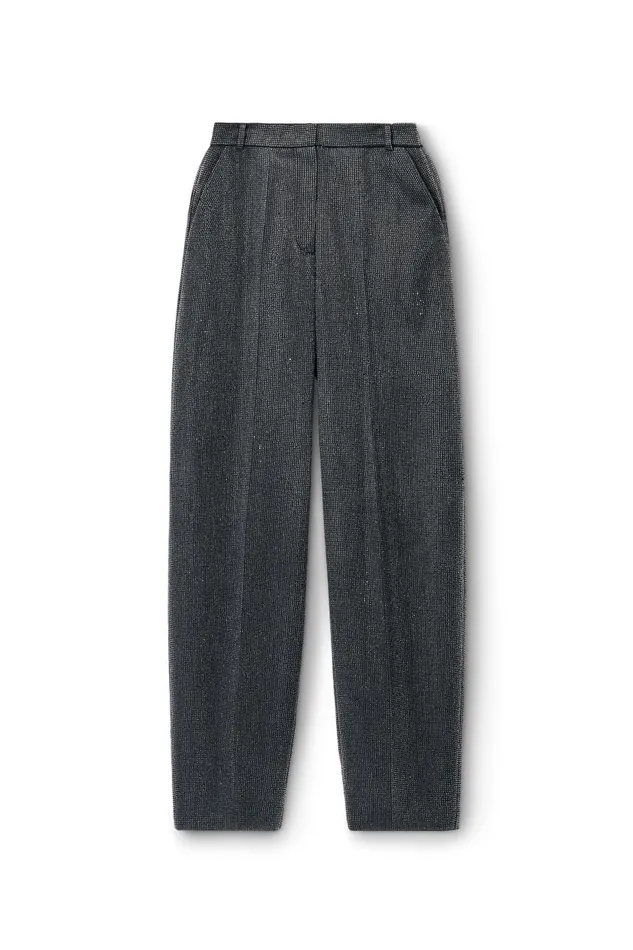 Alexander Wang Pants Women High Waist Pant In Wool Twill With Clear Bead Hotfix Alexander Wang Pants Women High Waist Pant In Wool Twill With Clear Bead Hotfix