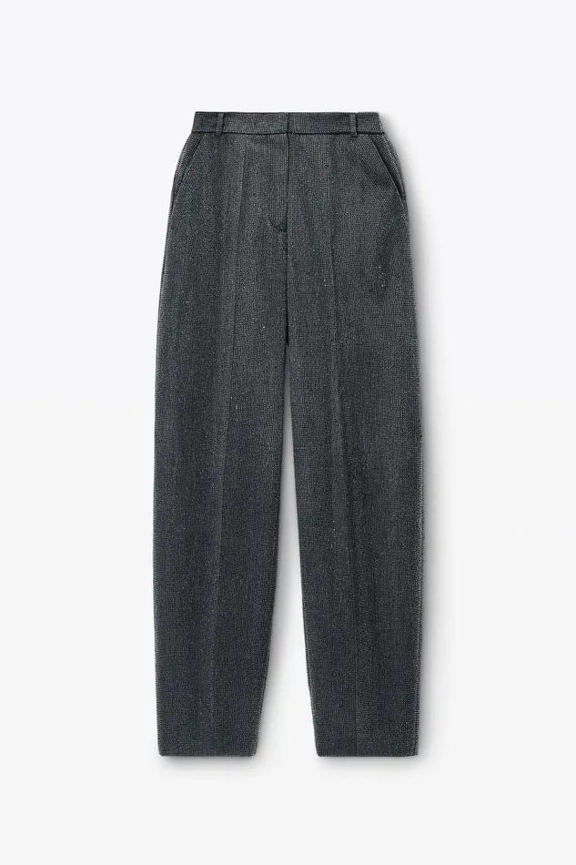 Alexander Wang Pants Women High Waist Pant In Wool Twill With Clear Bead Hotfix