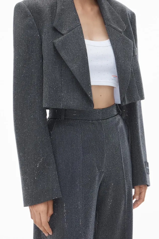 Alexander Wang Pants Women High Waist Pant In Wool Twill With Clear Bead Hotfix