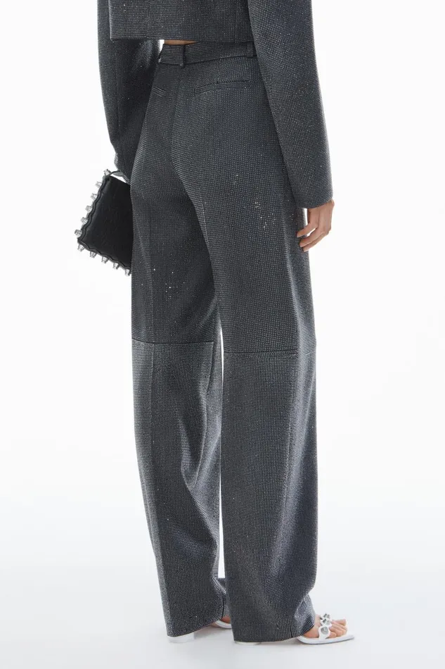 Alexander Wang Pants Women High Waist Pant In Wool Twill With Clear Bead Hotfix