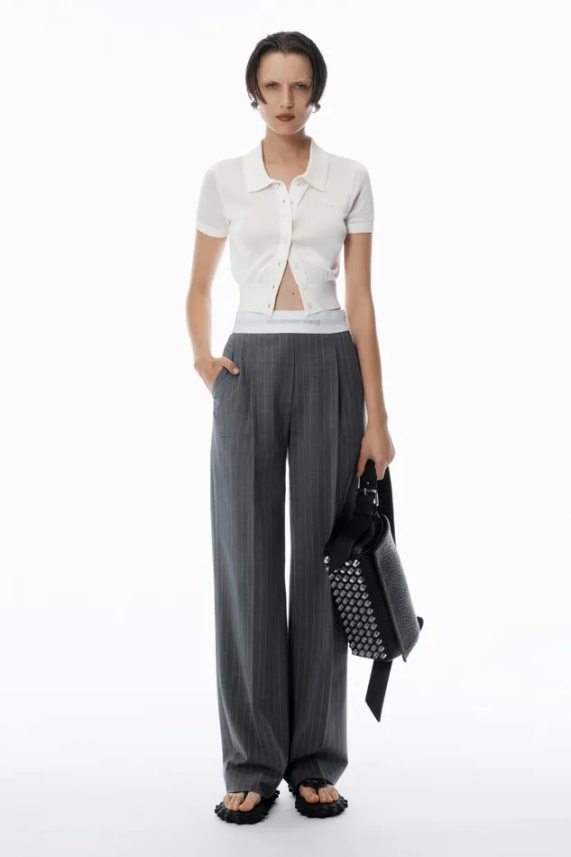 Alexander Wang Pants Women HighWaisted Pleat Pant With Logo Elastic