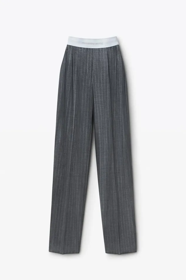 Alexander Wang Pants Women HighWaisted Pleat Pant With Logo Elastic