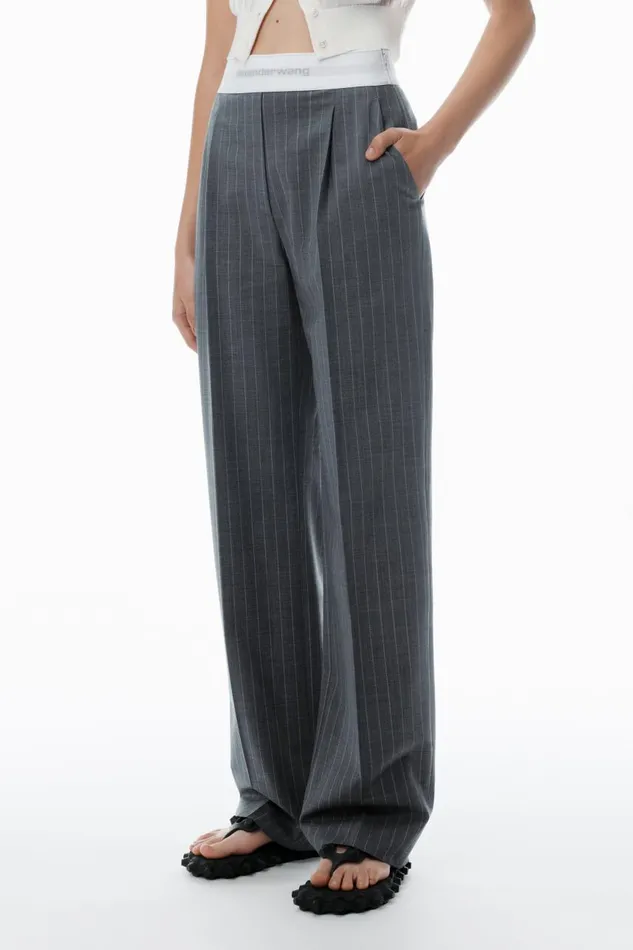 Alexander Wang Pants Women HighWaisted Pleat Pant With Logo Elastic