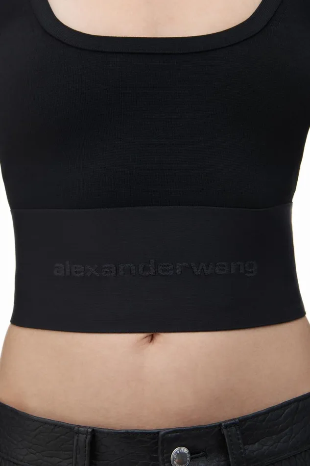 Alexander Wang Sweaters Women LongSleeve Cropped Top With Logo Elastic