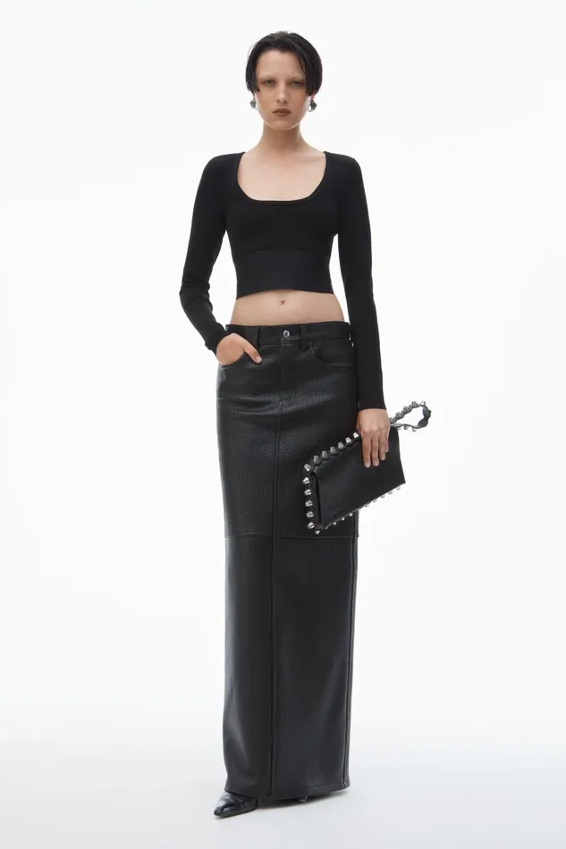 Alexander Wang Sweaters Women LongSleeve Cropped Top With Logo Elastic