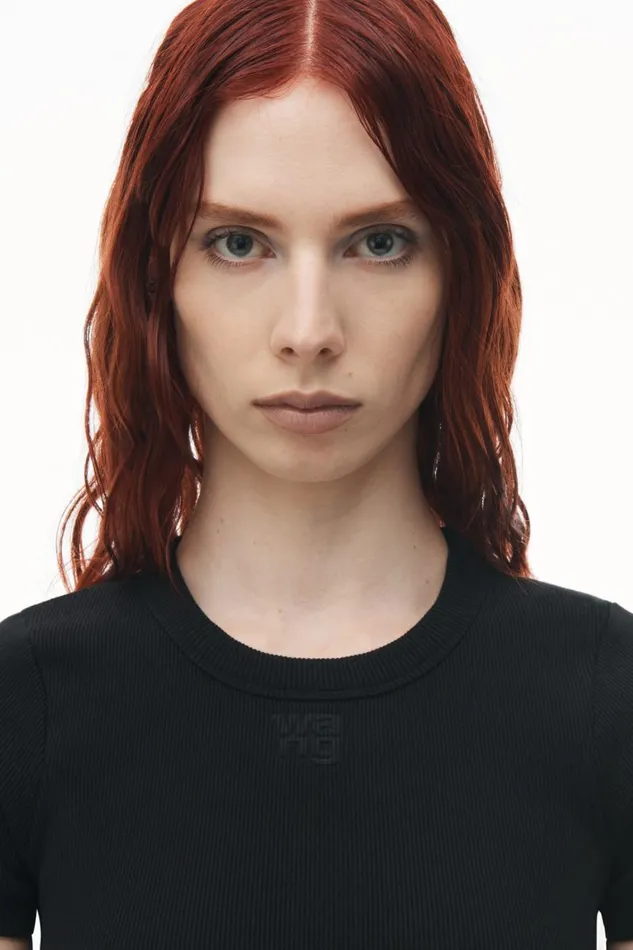 Alexander Wang Tops and Shirts Women Embossed Logo Cropped Top