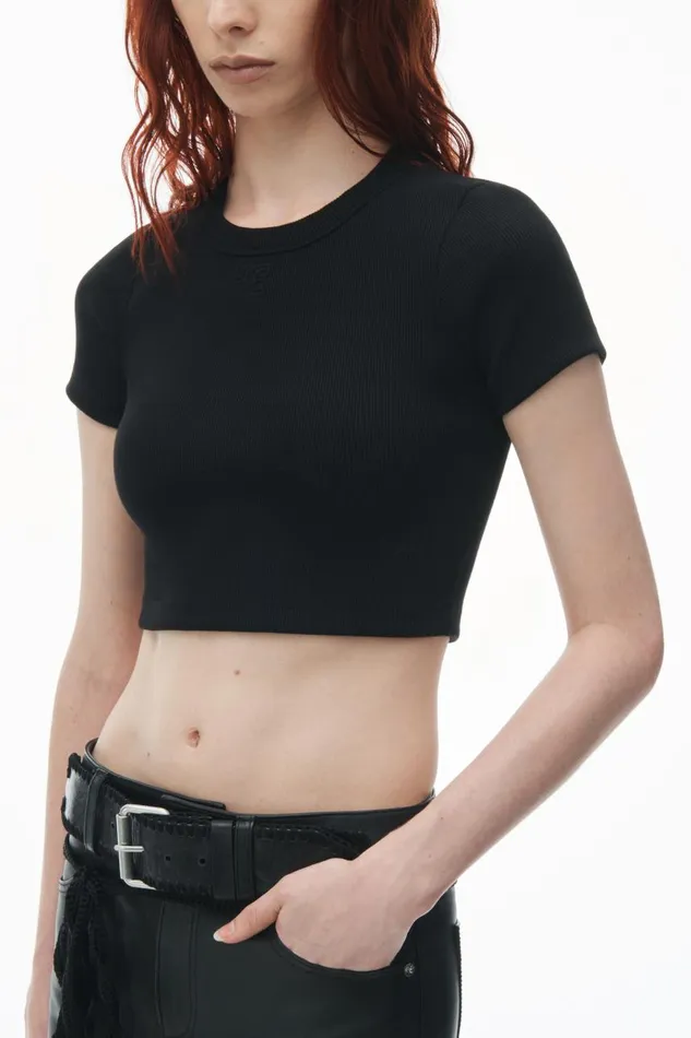 Alexander Wang Tops and Shirts Women Embossed Logo Cropped Top