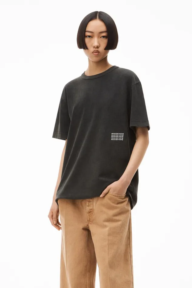 Alexander Wang Tops UnisexWomenMen Acid Wash Tee In High Twist Jersey