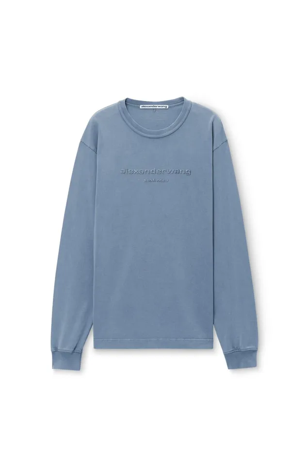 Alexander Wang UnisexWomenMen Glitter Puff Logo LongSleeve Tee In Cotton